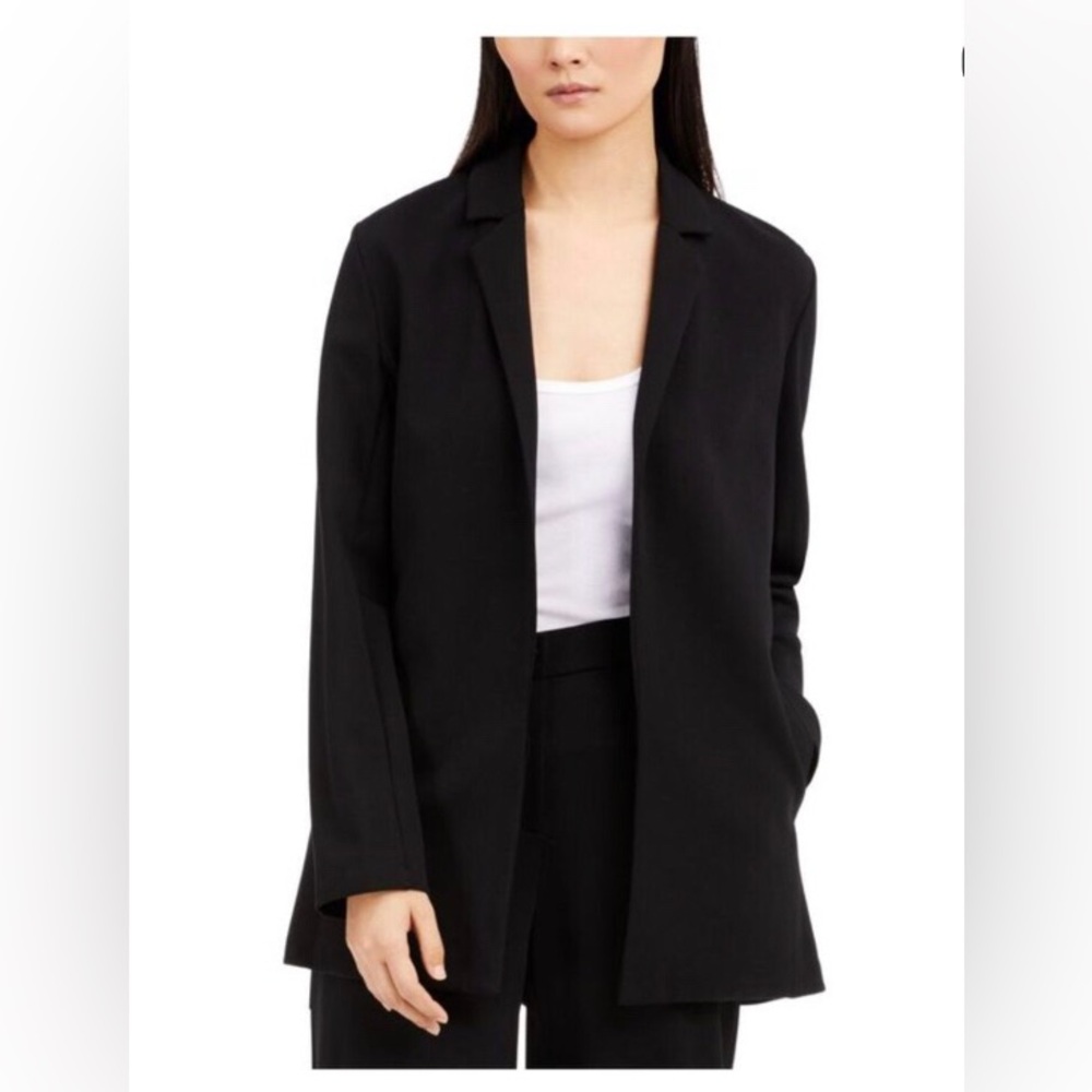 Eileen Fisher black open front pockets tencel Lyocell XL top notch blazer jacket